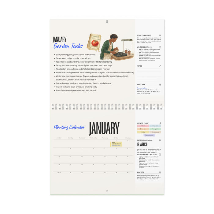 The 2027 Garden Planting Calendar (Zone 5 Midwest & Northeast) - Physical Calendar