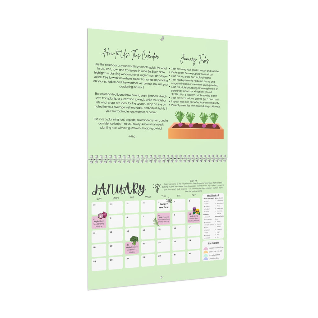 The Garden Planting Calendar (Zones 7 & 8)- PHYSICAL CALENDAR