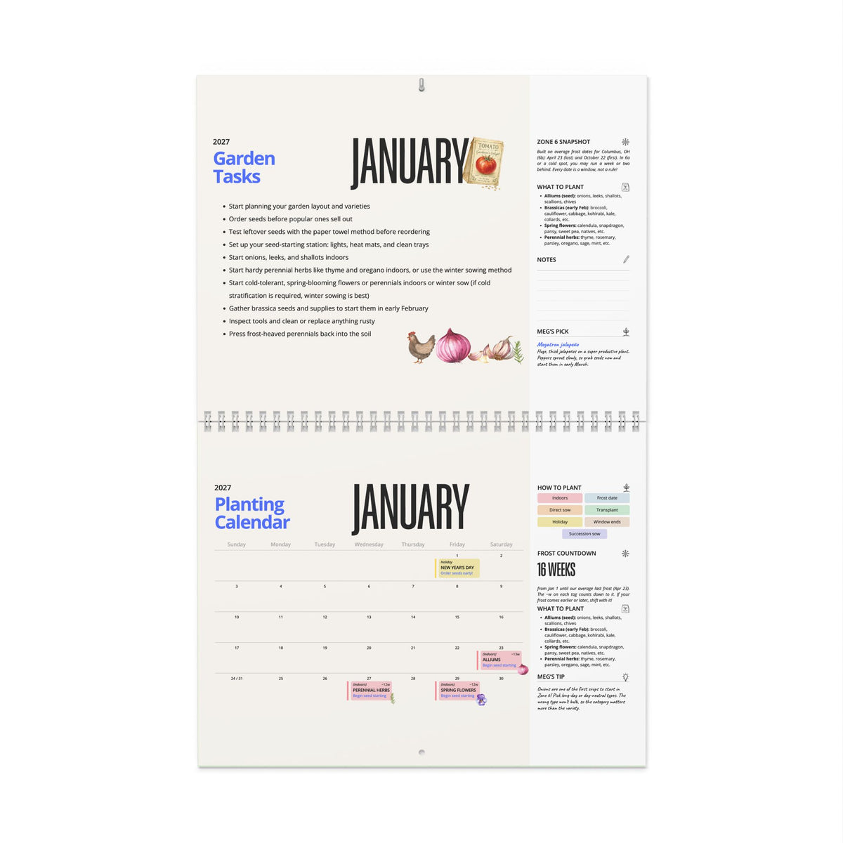The 2027 Garden Planting Calendar (Zone 6) - Physical Calendar
