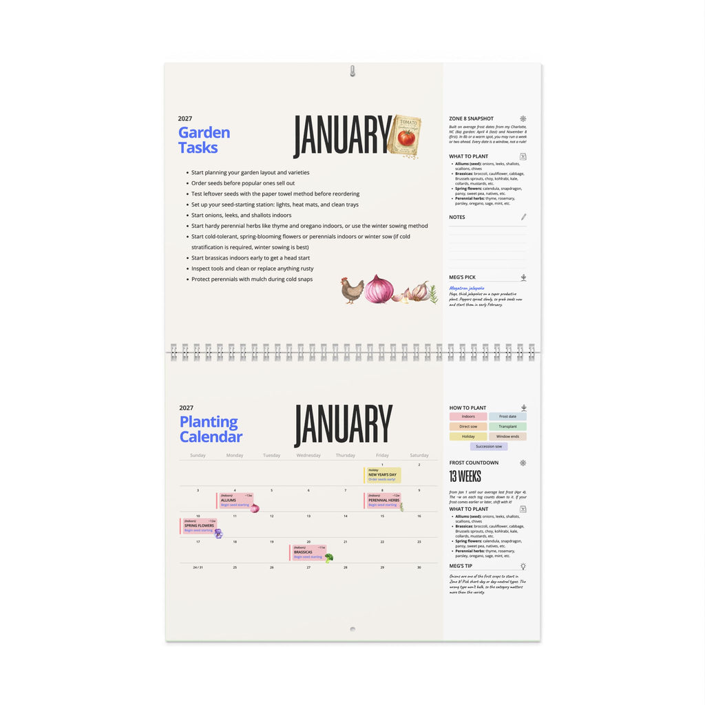 The 2027 Garden Planting Calendar (Zone 8) - Physical Calendar