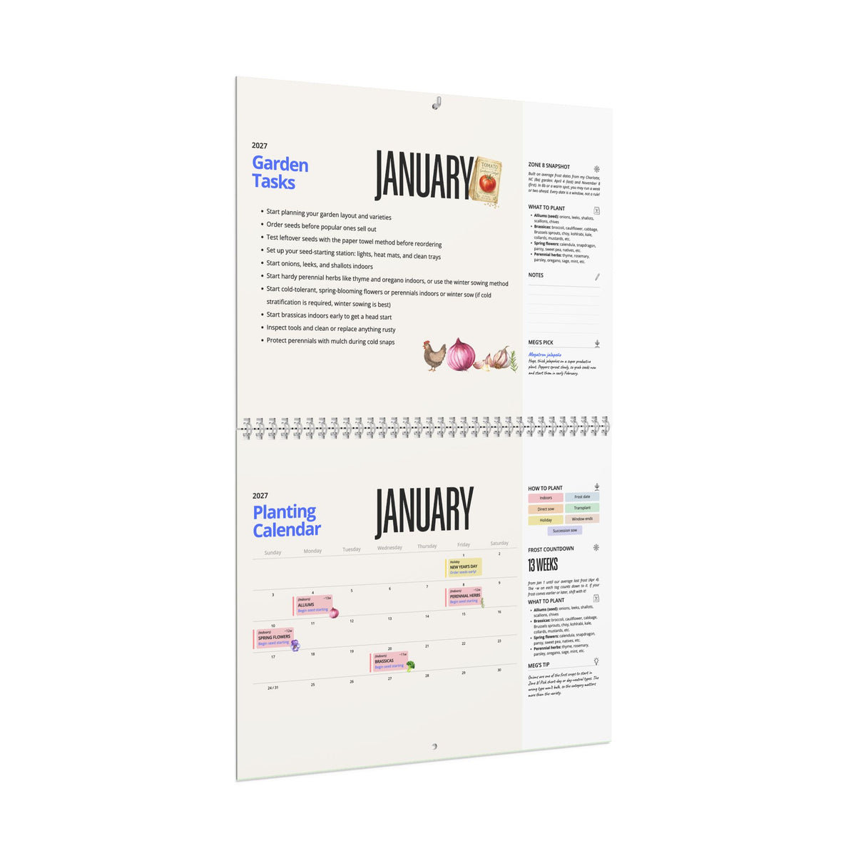 The 2027 Garden Planting Calendar (Zone 8) - Physical Calendar