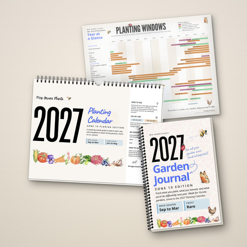 2027 Zone 10 Florida Garden Bundle: printed Planting Calendar, Garden Journal and the Year-at-a-Glance printable
