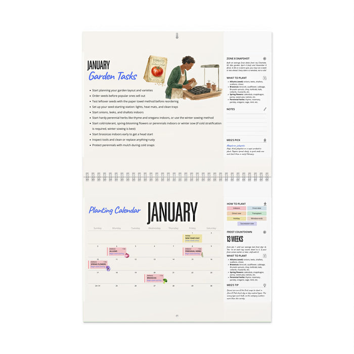 The 2027 Garden Planting Calendar (Zone 8 Southeast) - Physical Calendar